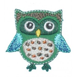 Iron-on Embroidery Sticker - Green and Turquoise Owl